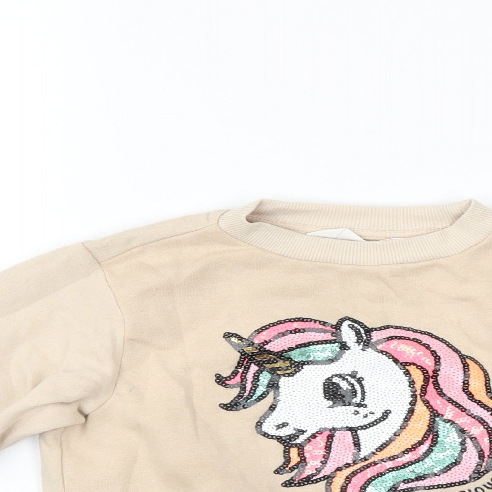 H&M Girls Beige   Pullover Sweatshirt Size 2-3 Years