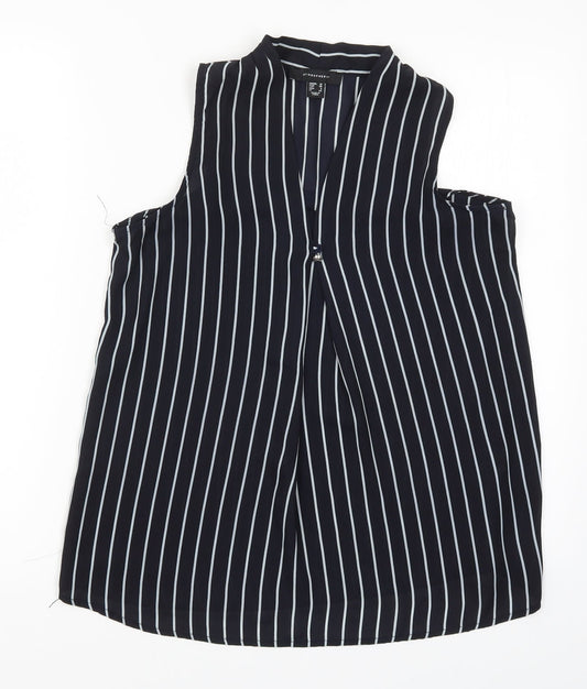 Atmosphere Womens Blue Striped  Basic Tank Size 10