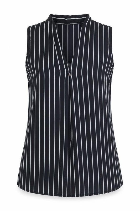 Atmosphere Womens Blue Striped  Basic Tank Size 10