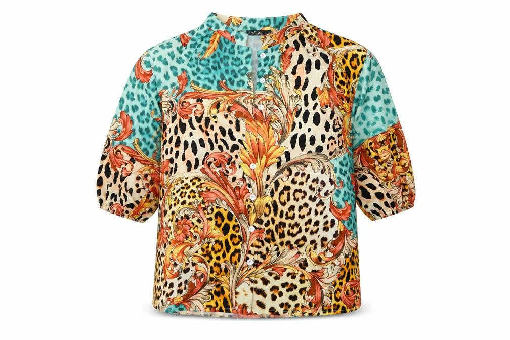 Chic Me Womens Multicoloured Animal Print  Basic Button-Up Size M