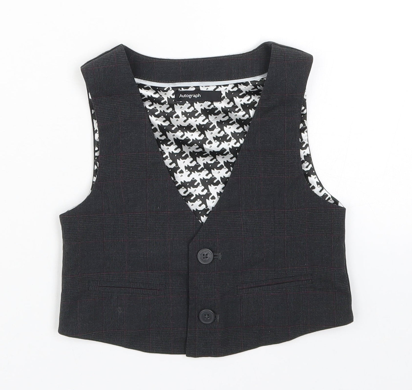 Marks and Spencer Boys Grey Check  Jacket Waistcoat Size 2-3 Years