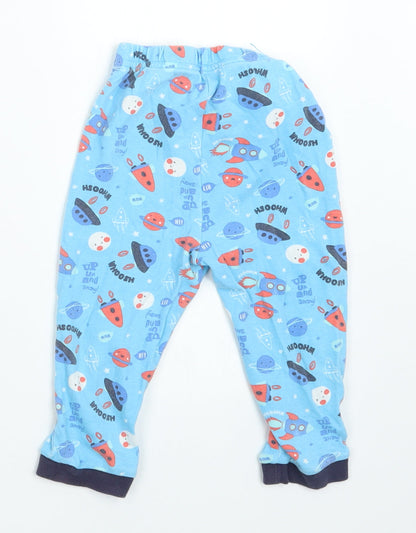 Back view of George boys’ blue geometric capri pyjama set, size 18-24, months