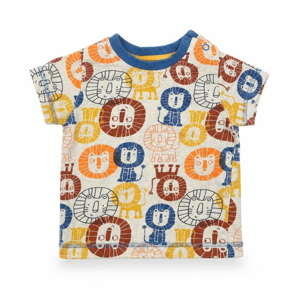 Nutmeg Boys Beige Geometric  Basic T-Shirt Size 9-12 Months