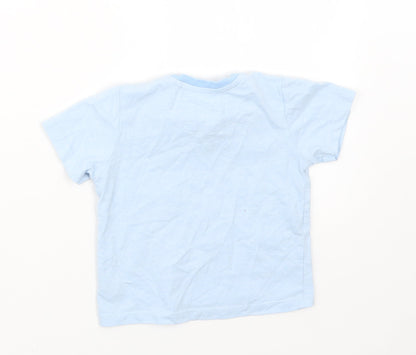 Back view of Tu boys’ blue basic t-shirt, size 9-12, months
