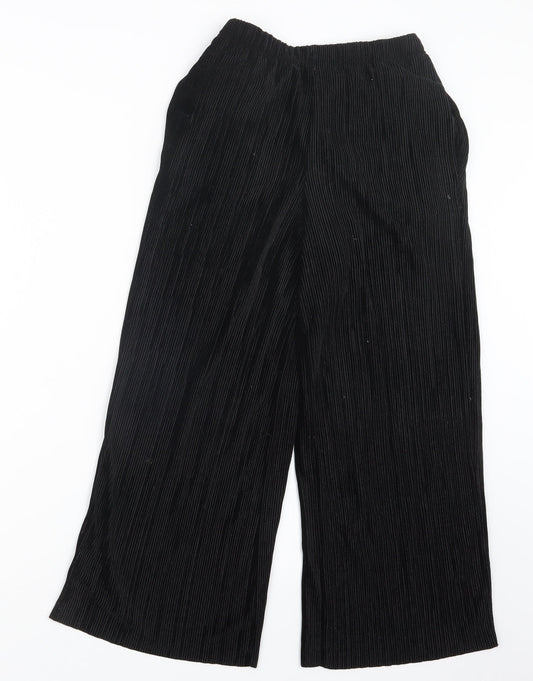 Topshop Womens Black  Velvet Trousers  Size 6 L22 in