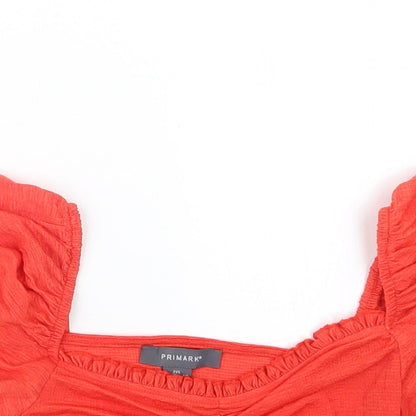 Preloved Primark Womens Red   Cropped T-Shirt Size 4 - Detail