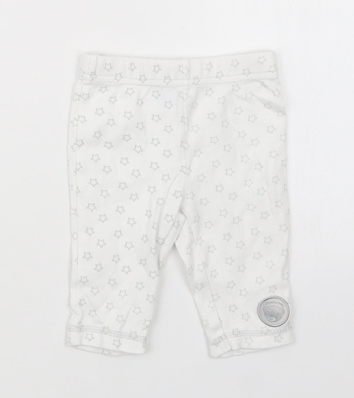 Additional front view of F&F girls’ white geometric capri pyjama set, size 0-3, months - tatty teddy
