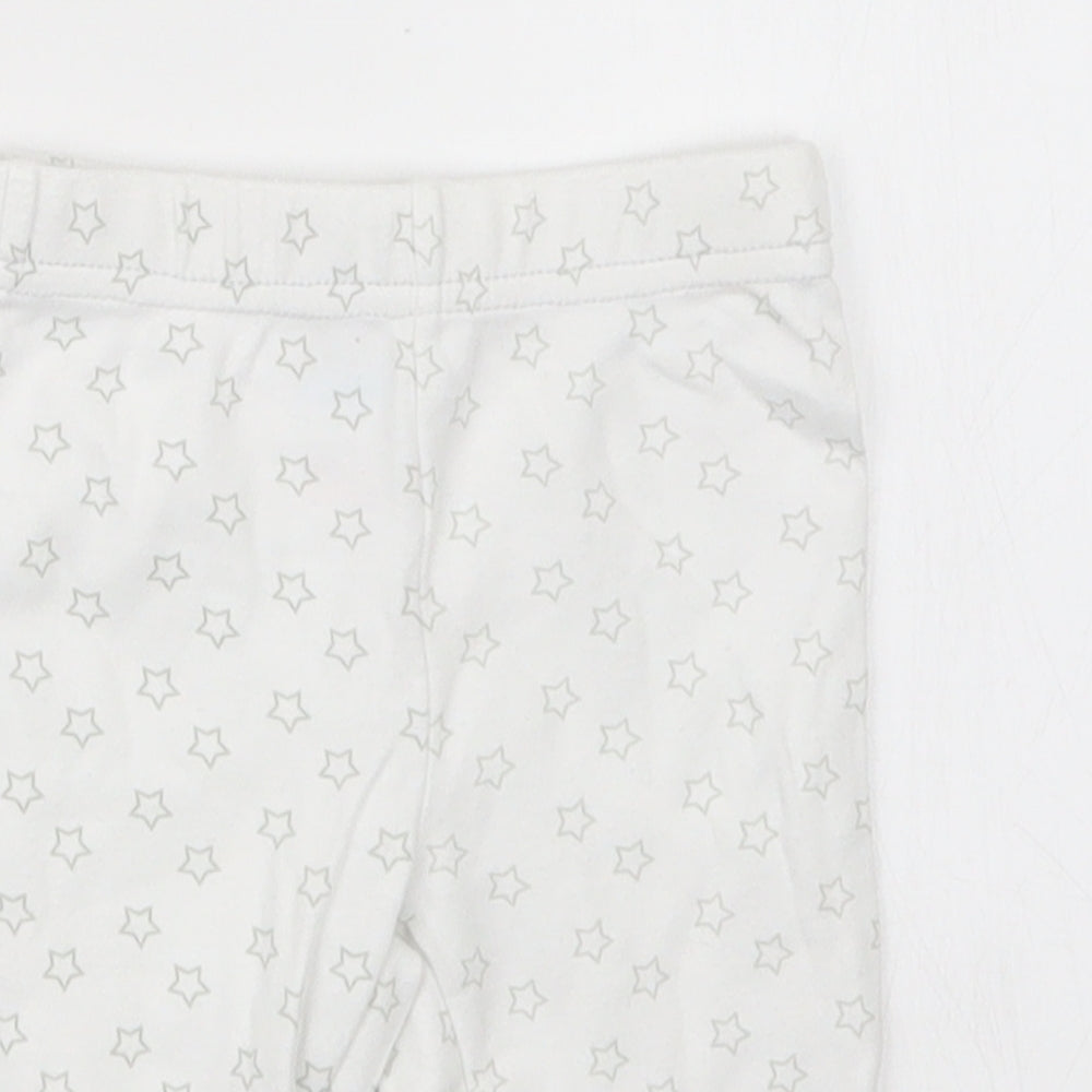 Close-up detail of F&F girls’ white geometric capri pyjama set, size 0-3, months - tatty teddy