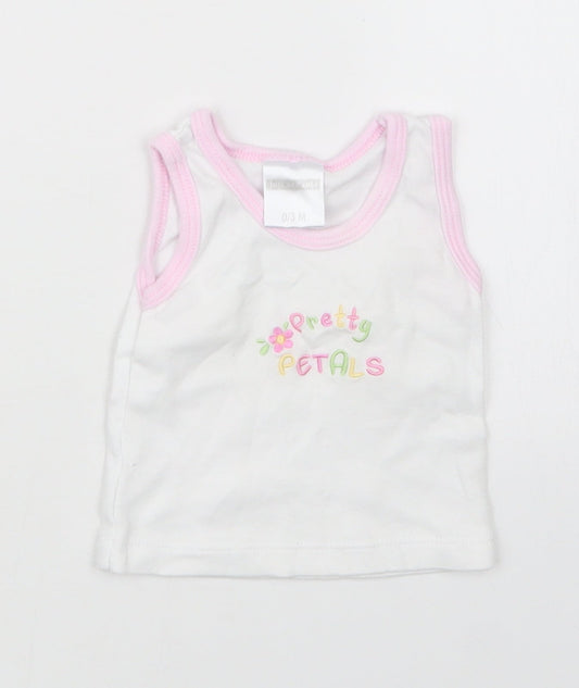 Just too Cute Girls White   Basic T-Shirt Size 0-3 Months