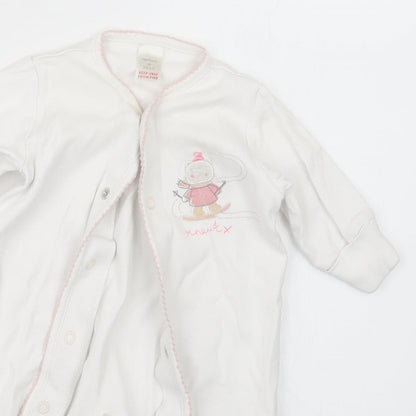Close-up detail of Next girls’ white coverall outfit/set, size 0-3, months