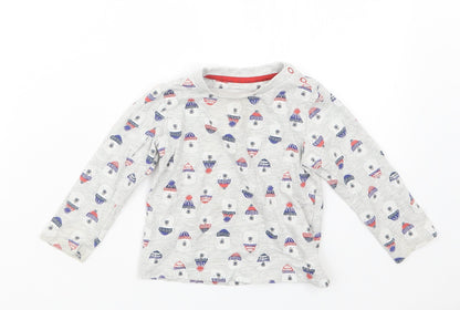 Additional front view of Tu boys’ grey geometric basic t-shirt, size 9-12, months