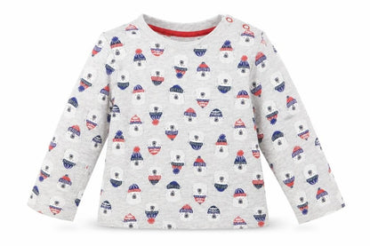 Front view of Tu boys’ grey geometric basic t-shirt, size 9-12, months