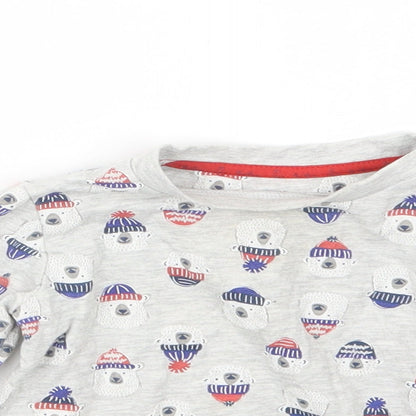 Close-up detail of Tu boys’ grey geometric basic t-shirt, size 9-12, months