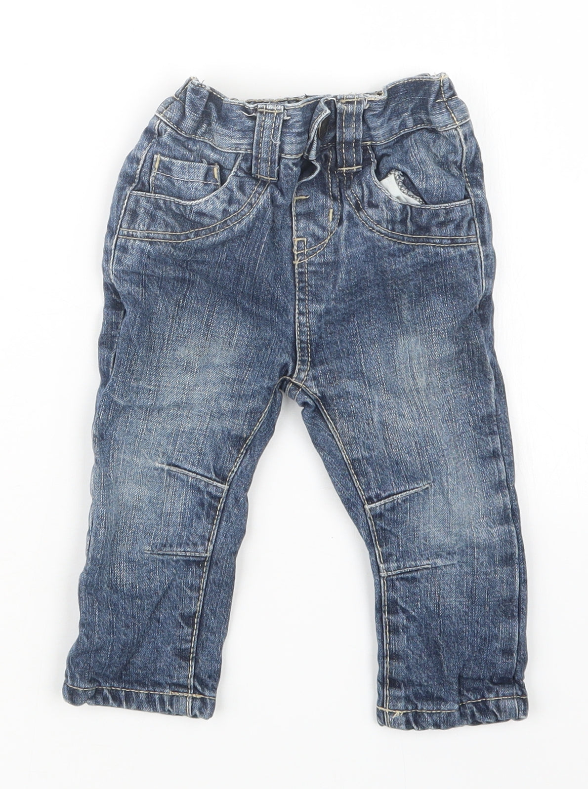 Rebel Boys Blue  Denim Cargo Jeans Size 9-12 Months