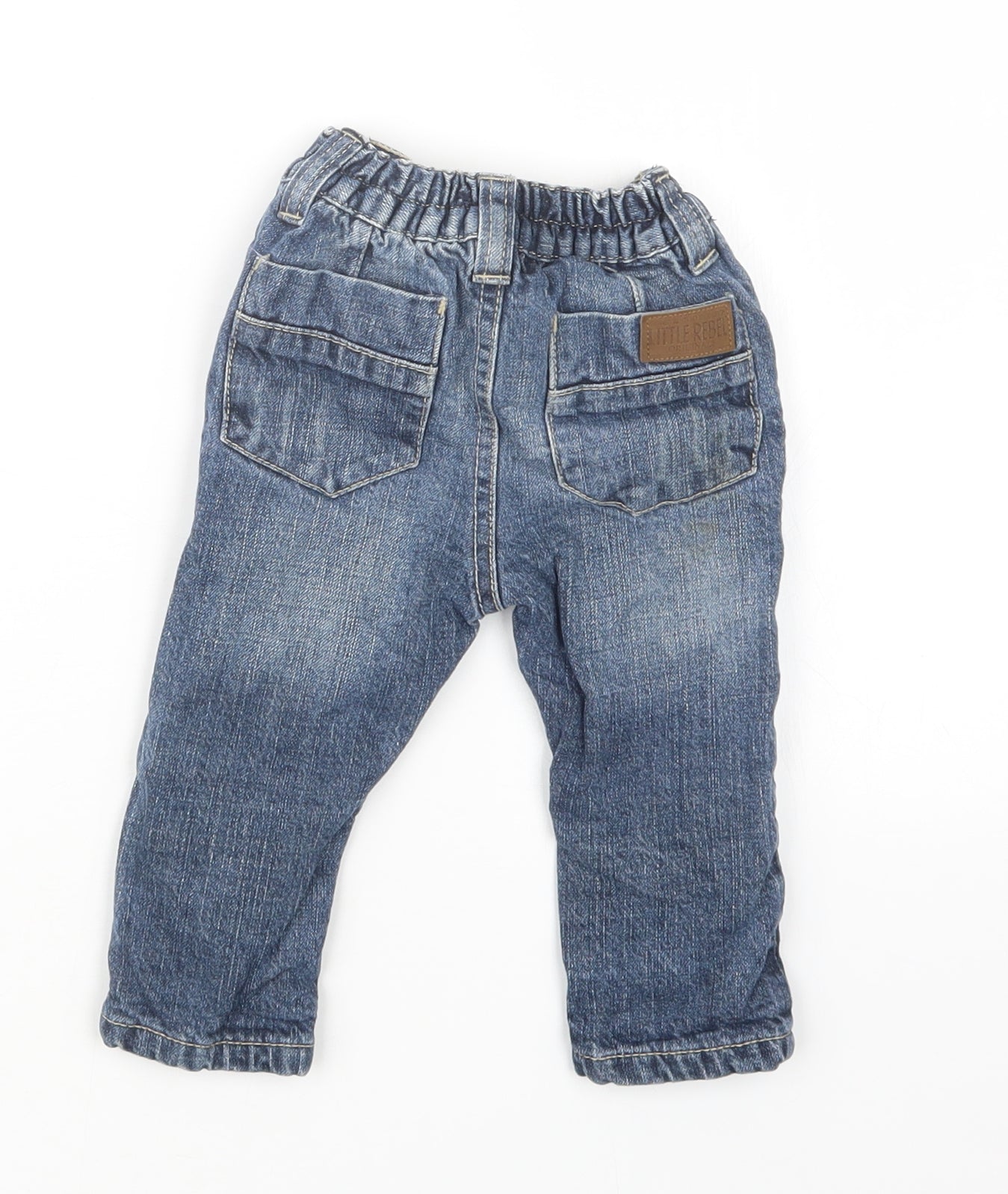 Rebel Boys Blue  Denim Cargo Jeans Size 9-12 Months