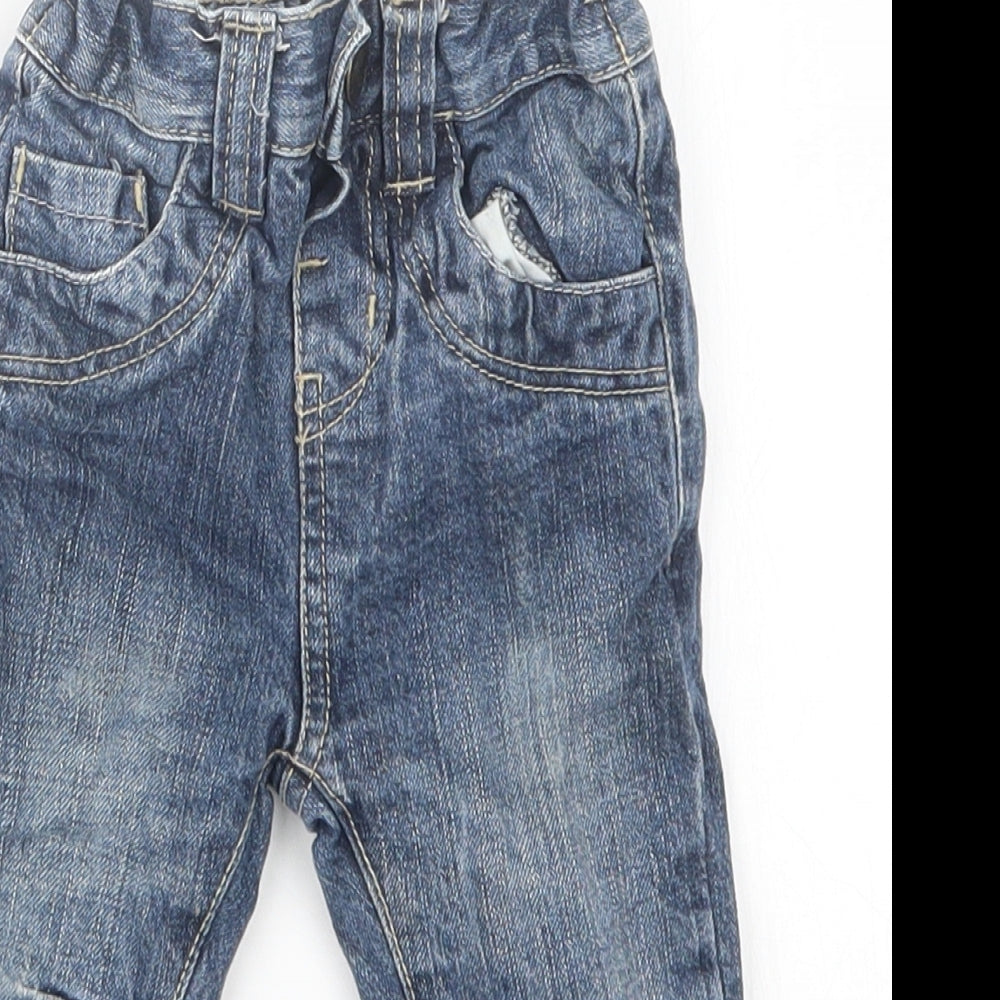 Rebel Boys Blue  Denim Cargo Jeans Size 9-12 Months