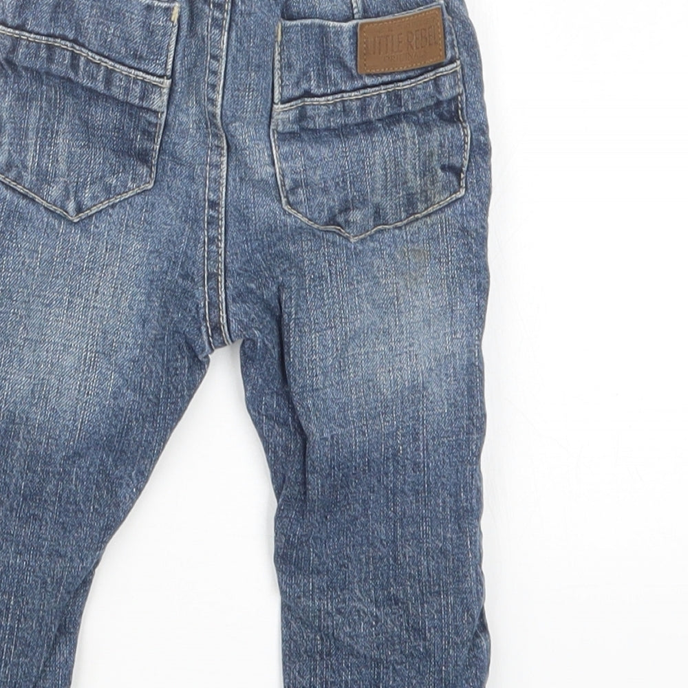 Rebel Boys Blue  Denim Cargo Jeans Size 9-12 Months