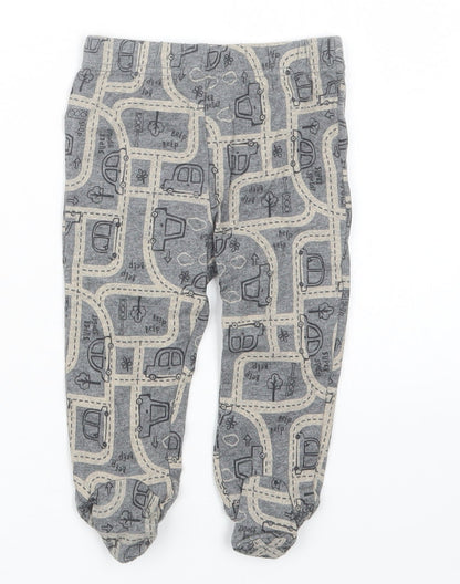 Additional front view of Tu boys’ grey geometric capri trousers, size 6-9, months