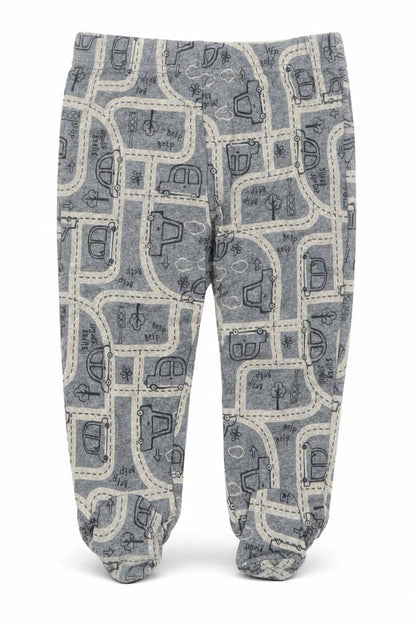 Front view of Tu boys’ grey geometric capri trousers, size 6-9, months