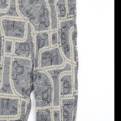 Close-up detail of Tu boys’ grey geometric capri trousers, size 6-9, months