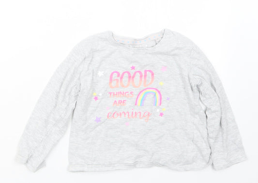 Jeff&Co Girls Grey   Basic T-Shirt Size 4-5 Years