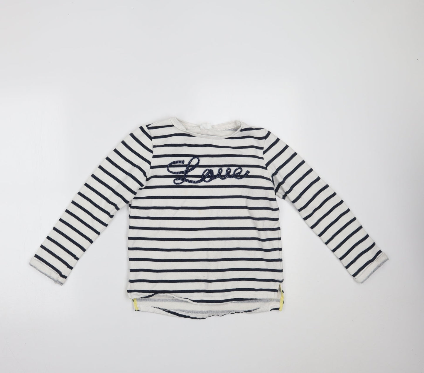 F&F Girls White Striped  Pullover Jumper Size 9-10 Years