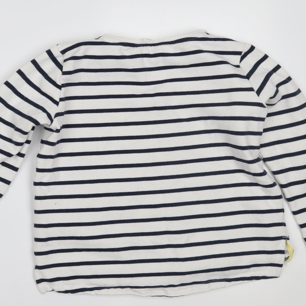 F&F Girls White Striped  Pullover Jumper Size 9-10 Years