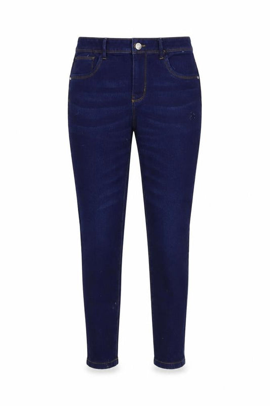 Front view of Denim & Co. women’s blue denim skinny jeans, size UK 14, 25-inch leg