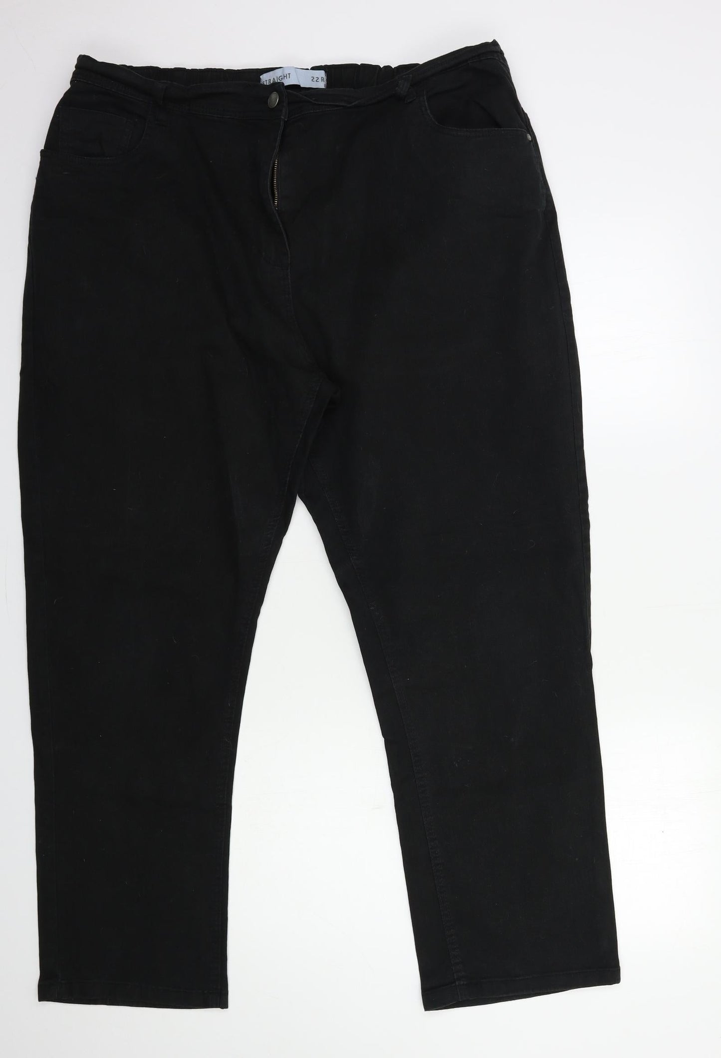 Preworn Womens Black  Denim Straight Jeans Size 12 L29 in