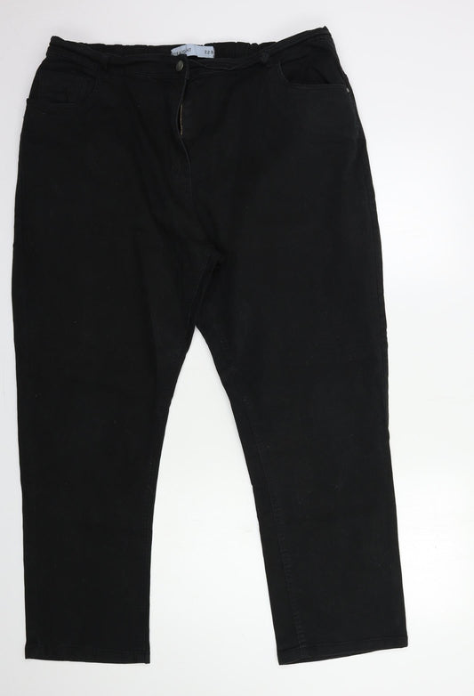 Preworn Womens Black  Denim Straight Jeans Size 12 L29 in