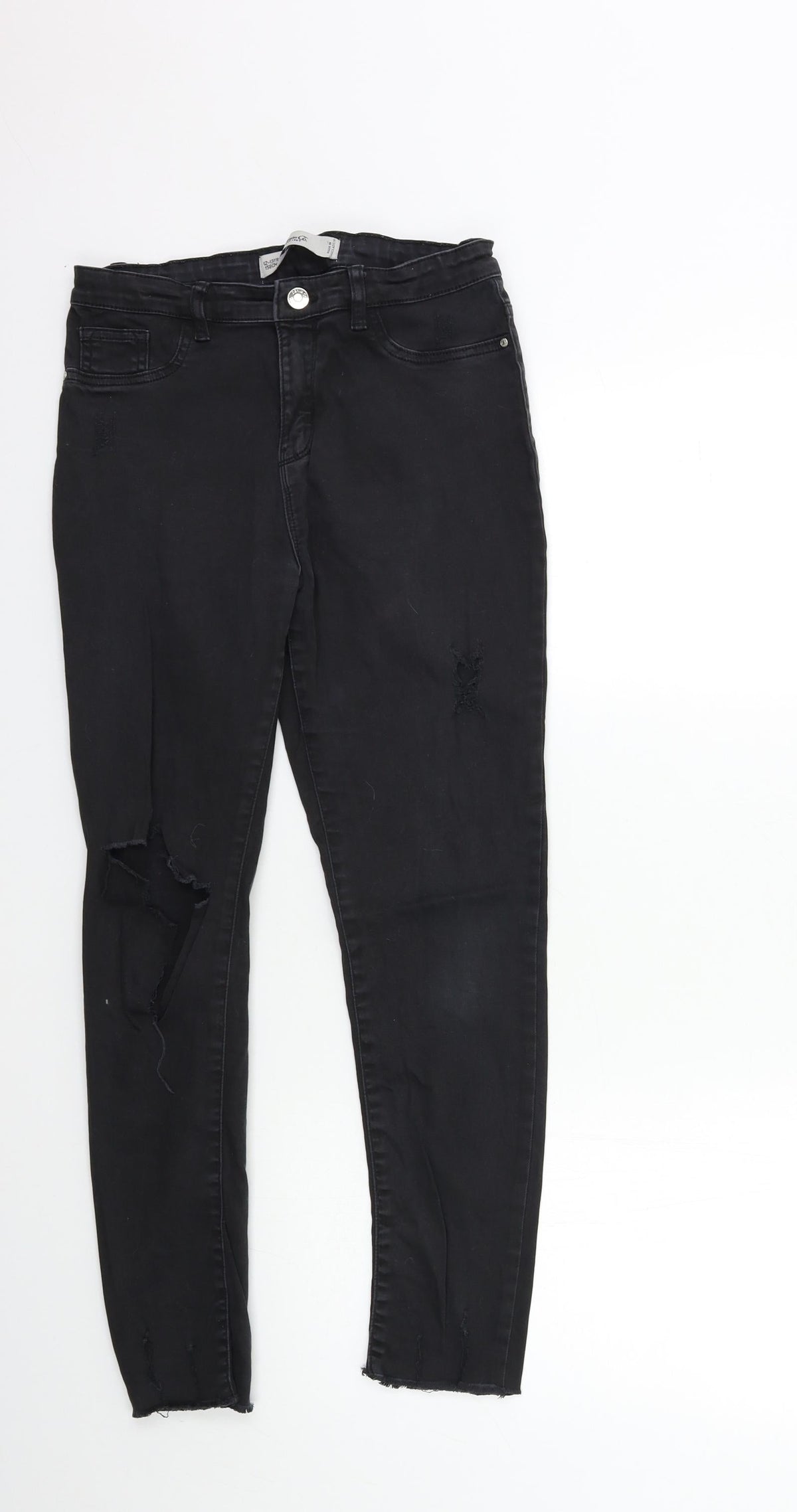 Additional front view of Denim & Co. girls’ blue denim skinny jeans, size 12-13, years