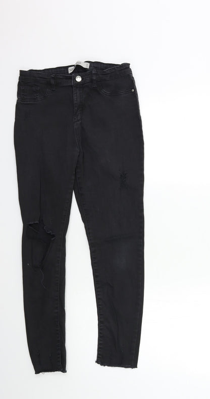 Additional front view of Denim & Co. girls’ blue denim skinny jeans, size 12-13, years