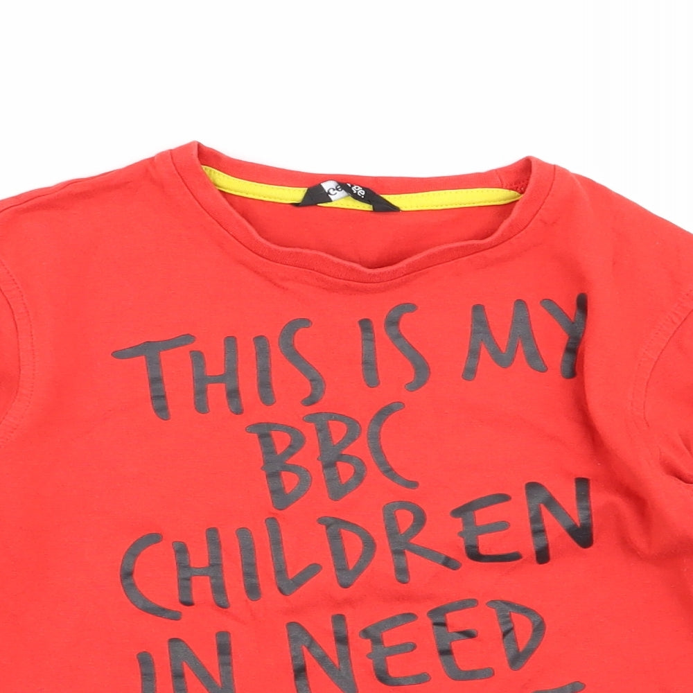 Asda George Boys Red   Basic T-Shirt Size 5-6 Years  - Children in Need