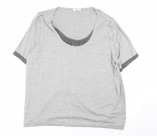 ELVI Womens Grey   Basic T-Shirt Size L