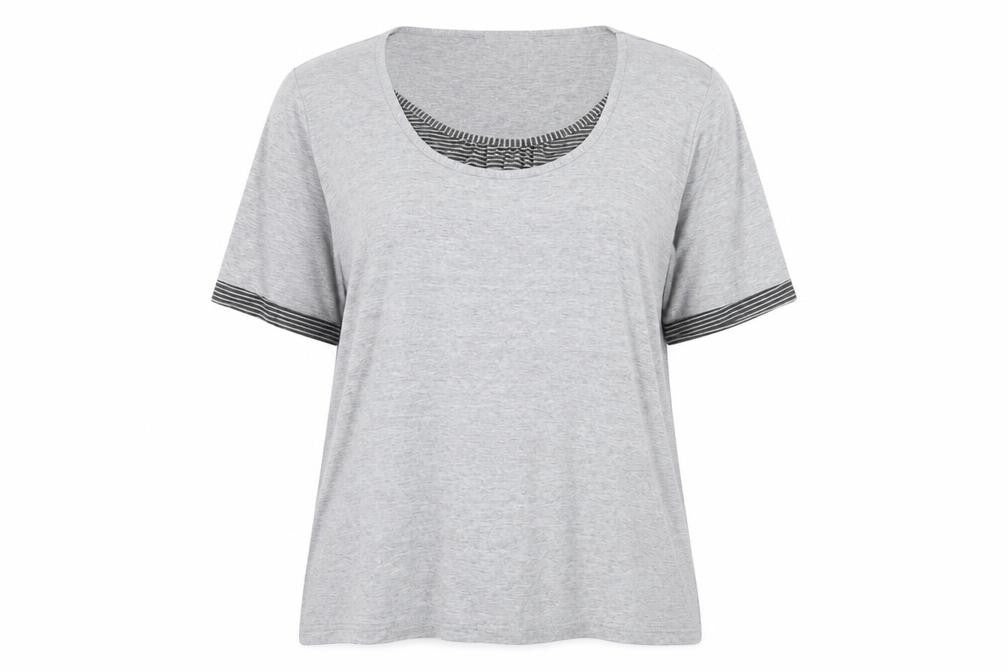 ELVI Womens Grey   Basic T-Shirt Size L