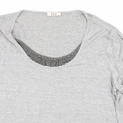 ELVI Womens Grey   Basic T-Shirt Size L