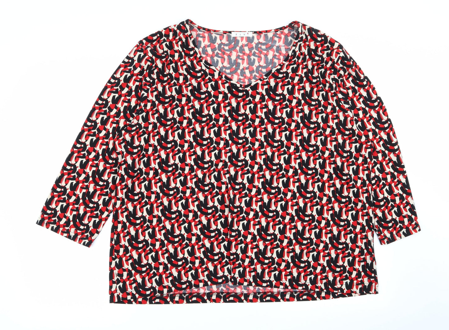 ELVI Womens Multicoloured Geometric  Basic Blouse Size L
