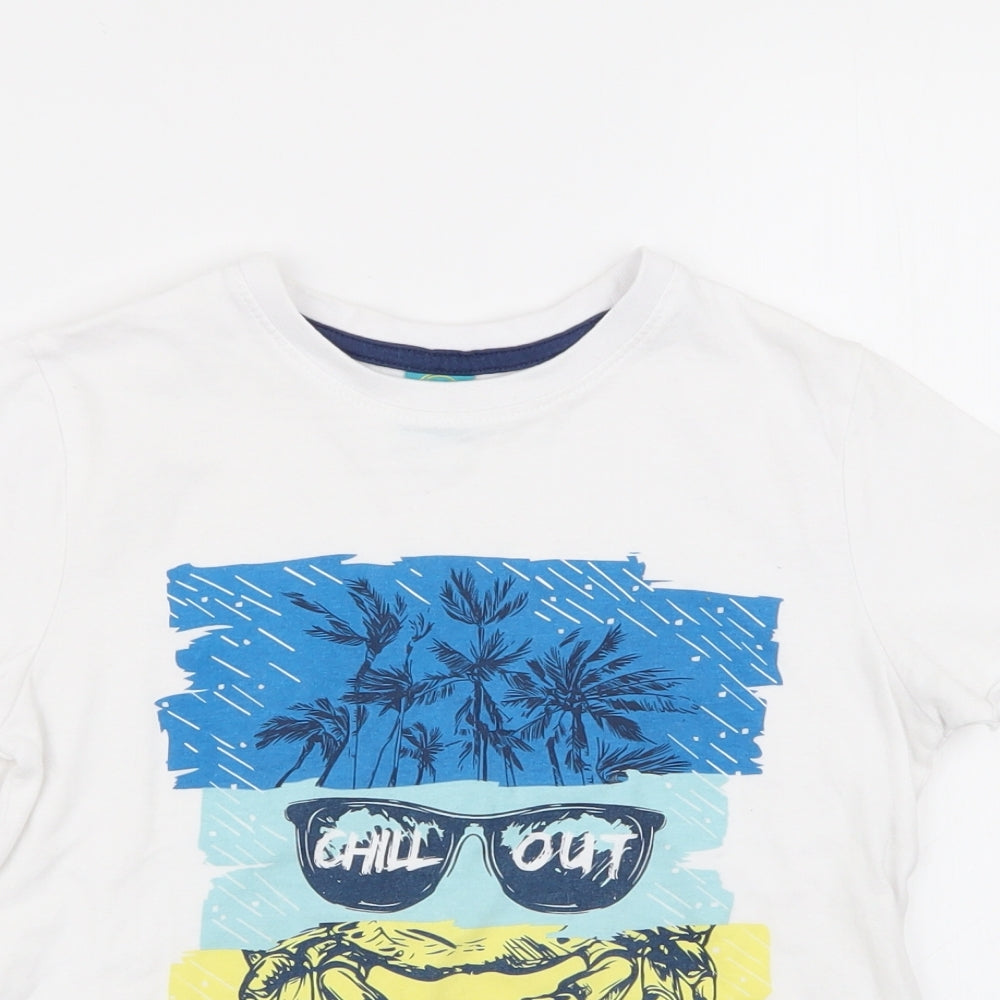 little kids Boys White   Basic T-Shirt Size 5-6 Years