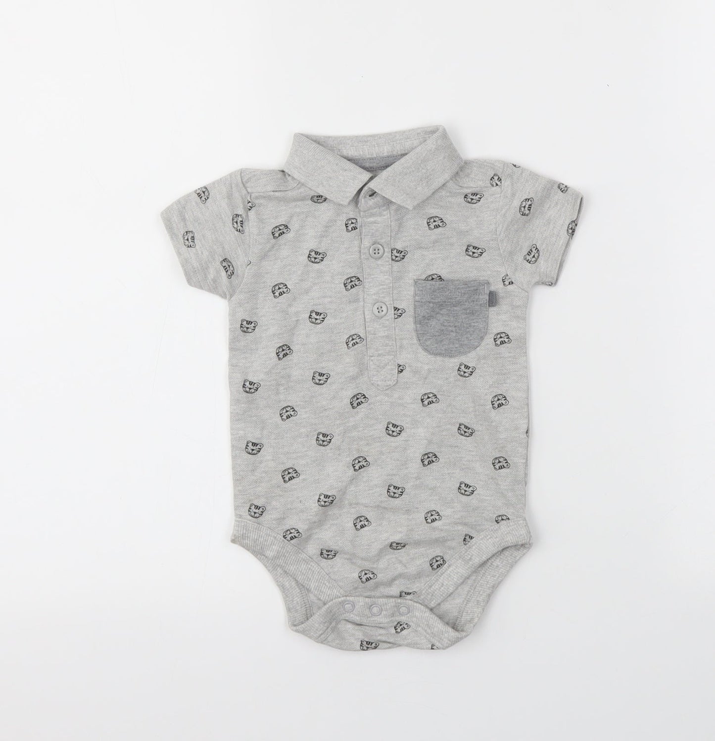 George Baby Grey Animal Print  Babygrow One-Piece Size 6-9 Months
