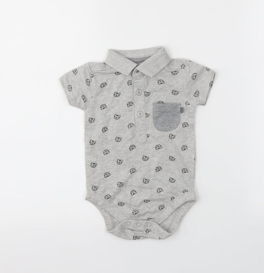 George Baby Grey Animal Print  Babygrow One-Piece Size 6-9 Months