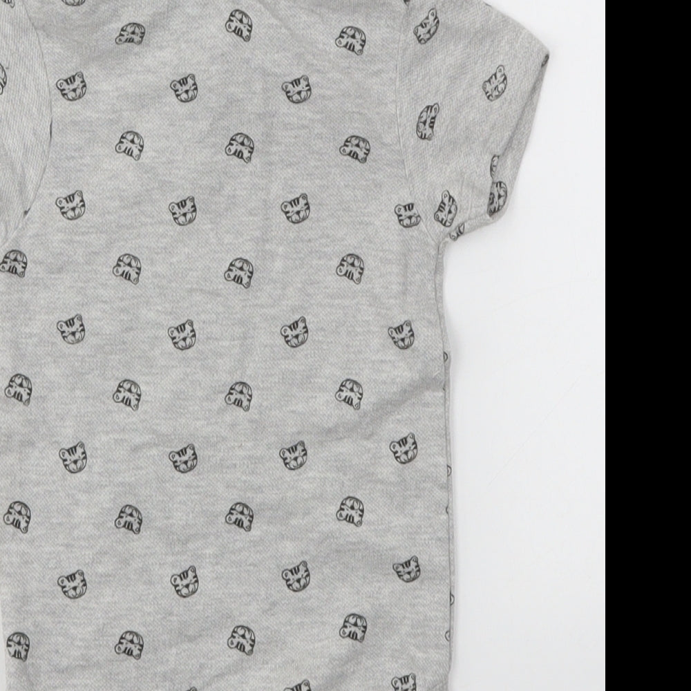 George Baby Grey Animal Print  Babygrow One-Piece Size 6-9 Months