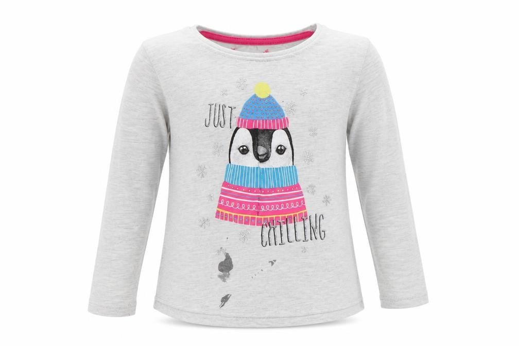 Primark Girls Grey   Top Pyjama Top Size 2-3 Years  - Penguin