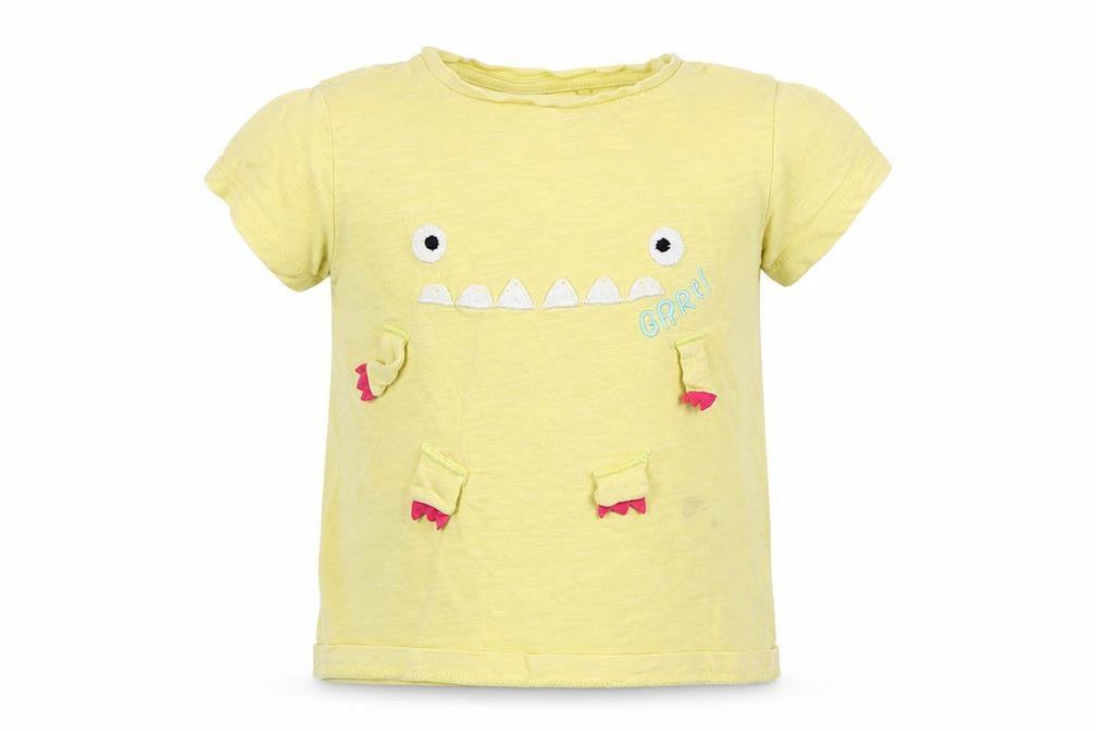 NEXT Girls Yellow   Basic T-Shirt Size 2-3 Years  - Monster