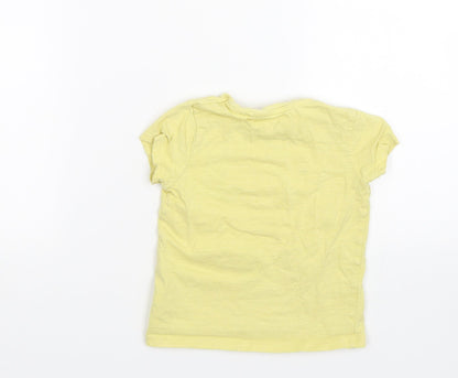 Back view of Next girls’ yellow basic t-shirt, size 2-3, years - monster