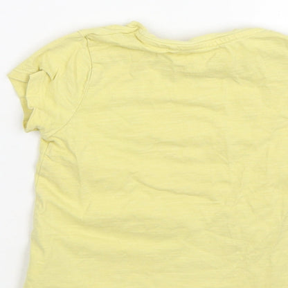 Brand and care label for Next girls’ yellow basic t-shirt, size 2-3, years - monster