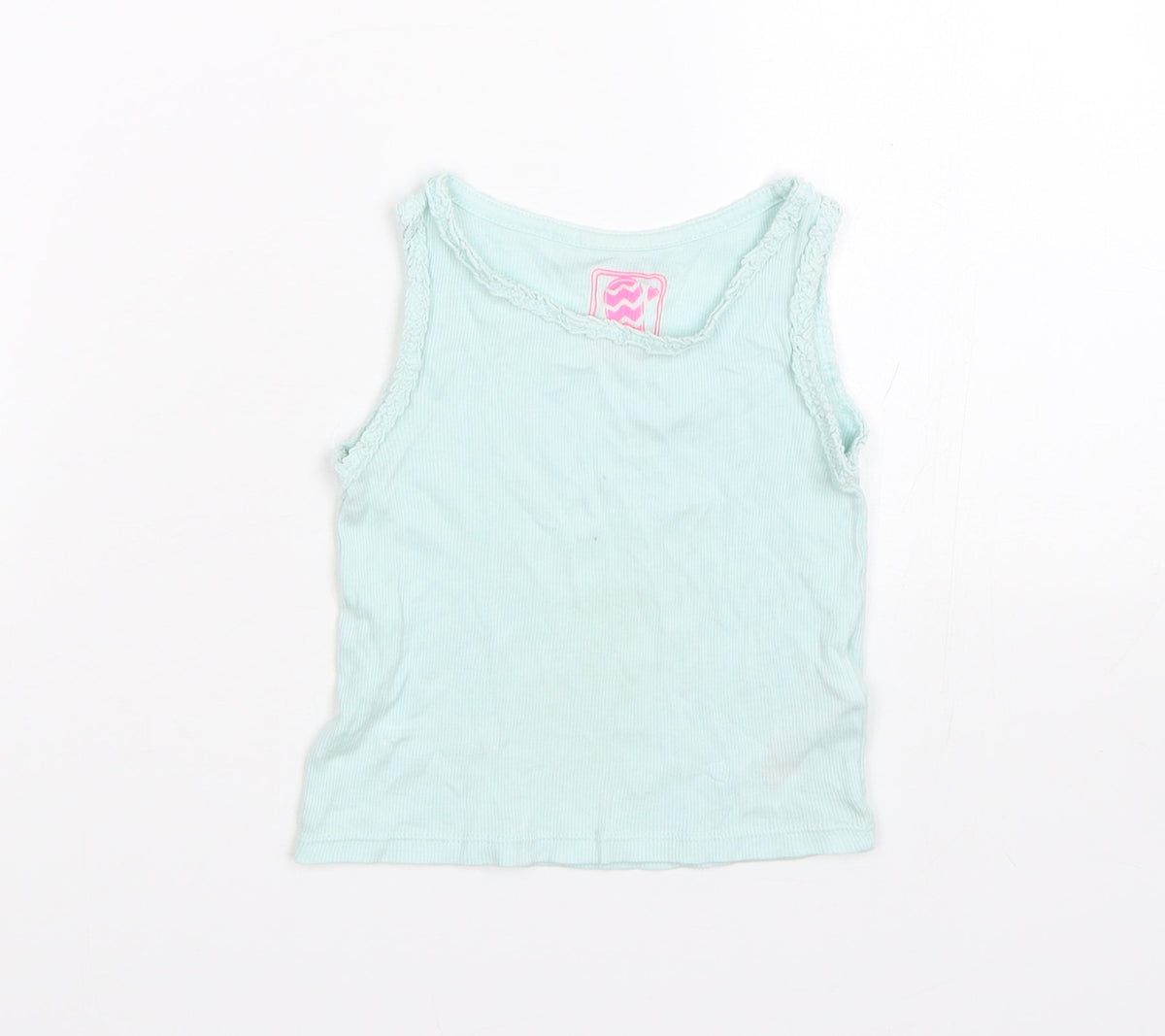 Additional front view of F&F girls’ blue capri pyjama top, size 18-24, months