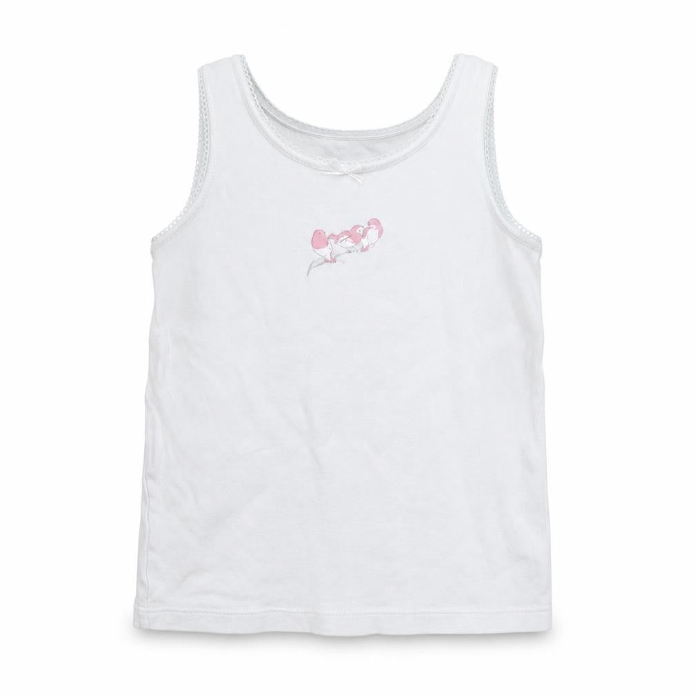 Marks & Spencer Girls White   Basic Tank Size 3-4 Years  - Birds