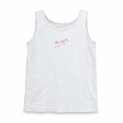 Front view of Marks & Spencer girls’ white basic tank, size 3-4, years - birds