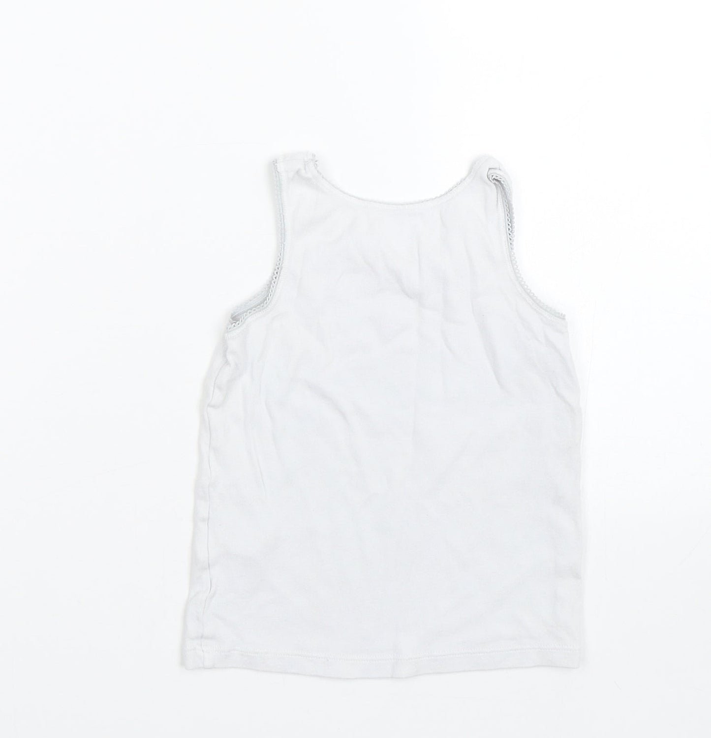 M&S Girls White   Basic Tank Size 3-4 Years  - Birds