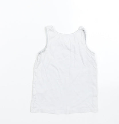 Back view of Marks & Spencer girls’ white basic tank, size 3-4, years - birds
